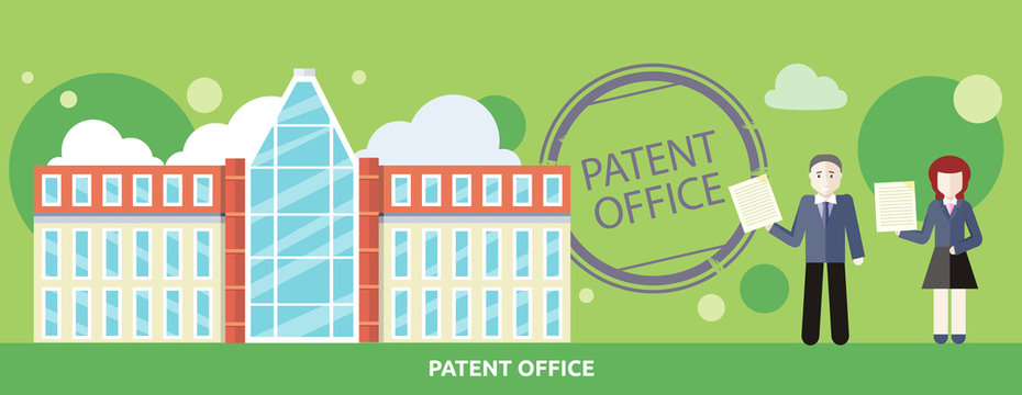 Patent Office Concept In Flat Design