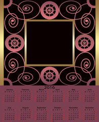 Illustration calendar for 2016 in retro design