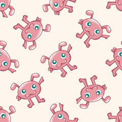 bizarre monster , cartoon seamless pattern background