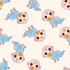 person character baby , cartoon seamless pattern background