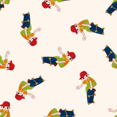 Extreme Sports , cartoon seamless pattern background