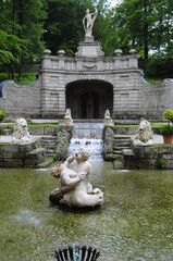 Fototapeta na wymiar Fountains and sculptures of the castle Hellbrunn, Salzburg, Austria