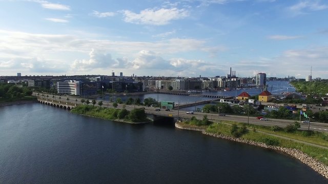 Aerial view of Sjaellandsbroen located in Copenhagen, Denmark