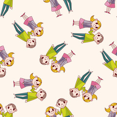 Valentine's day couple , cartoon seamless pattern background