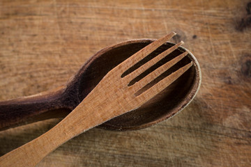 Wooden fork and spoon