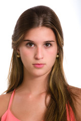 Fototapeta premium Hispanic young woman with serious expression.