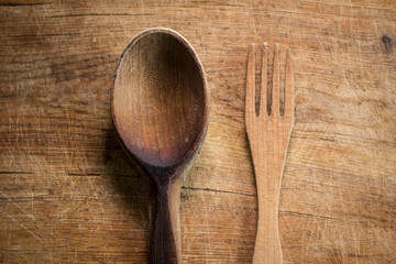 Wooden fork and spoon