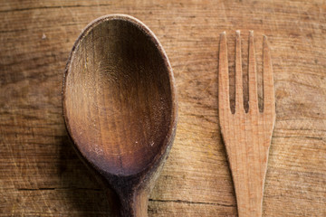 Wooden fork and spoon