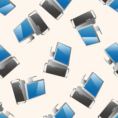 computer , cartoon seamless pattern background