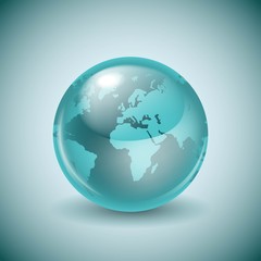 Shiny glass world globe