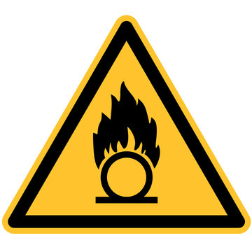 Warnschild vor brandf&ouml;rdernden Stoffen nach DIN 7010 / ASR 1.3 W028