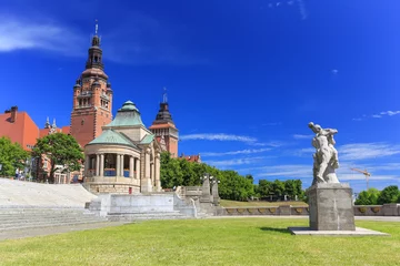 Crédence de cuisine en verre imprimé Bleu foncé Szczecin - Wały Chrobrego / Stettin - Haken terrasse