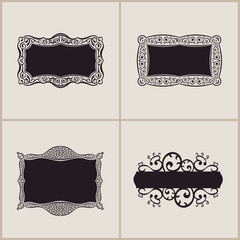Label vector frames elegant border set. Floral banner design