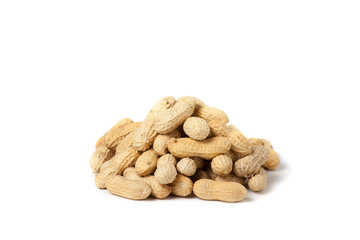 Peanuts heap isolated on white