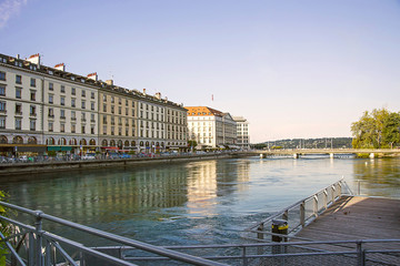 Geneva embankment in summer