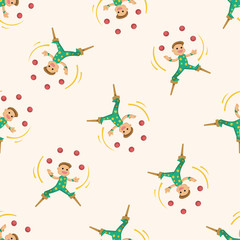 circus theme juggler , cartoon seamless pattern background