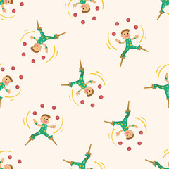 Obraz premium circus theme juggler , cartoon seamless pattern background