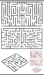 mazes or labyrinths diagrams set