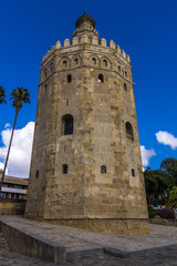 Fototapeta na wymiar Torre del Oro in Sevilla am Ufer des Guadalquivir