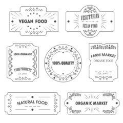 Vector logo and banners templates for vegetarian, began food, farm market banners. Grunge texture