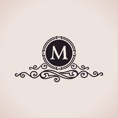 Luxury logo. Calligraphic pattern elegant decor elements Vintage