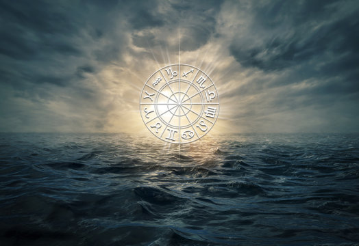 Zodiac signs on a an ocean background