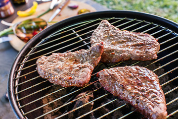 steak on grill