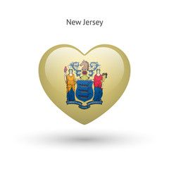 Love New Jersey state symbol. Heart flag icon.