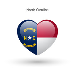 Love North Carolina state symbol. Heart flag icon.