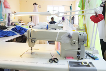 Interior of a garment factory shop