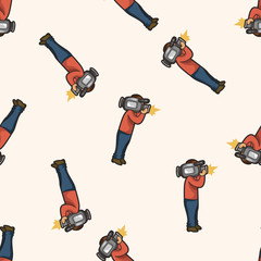 Reporter and photographer , cartoon seamless pattern background