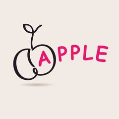 Apple logo. Vector logo freehand drawing