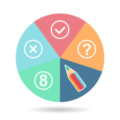 Business icons. Checked and figure pencil cross. Vector