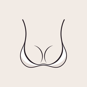 Bra icon sexy logo. White simple emblem slim figure, fitness