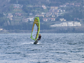 Windsurfer fun in a day of Breva