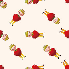 little kid with heart , cartoon seamless pattern background