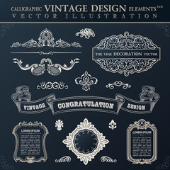 Calligraphic black elements vintage Congratulation and page deco