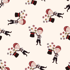 magician , cartoon seamless pattern background
