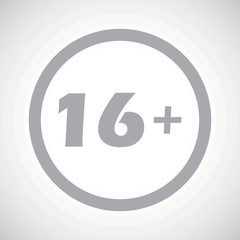 Grey age restriction sign icon