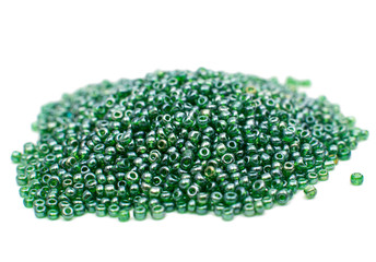 close up multi colored beads heap