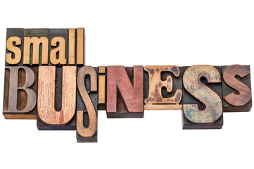 small business typography in wood type