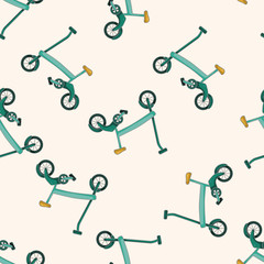 transportation bike , cartoon seamless pattern background