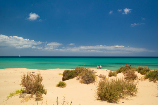 Scenery at the beachs of Sotavento, Fuerteventura