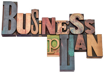 business plan typography in wood type