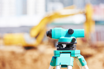 Surveyor equipment at construction site