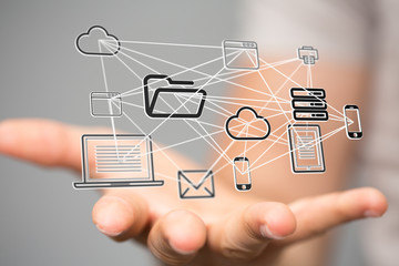 connection data cloud holding in hand