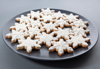 Snowflake shaped christmas cookies