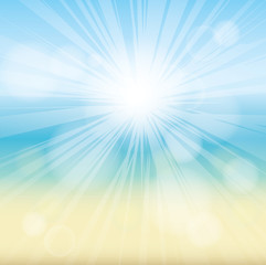 summer holidays. Poster on tropical beach background. 