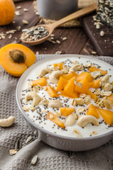 Domestic apricots musli yogurt
