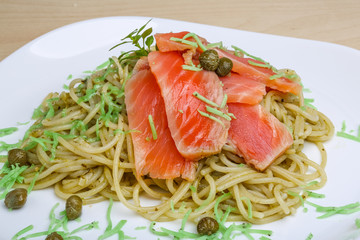 Pasta with salmon